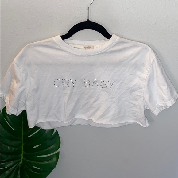 Brandy Melville Tops - Brandy Melville CRY BABY stud white top OS